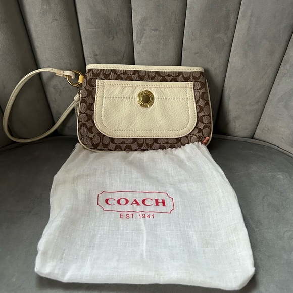Coach Monogram Brown and Cream Wristlet - Picture 9 of 9